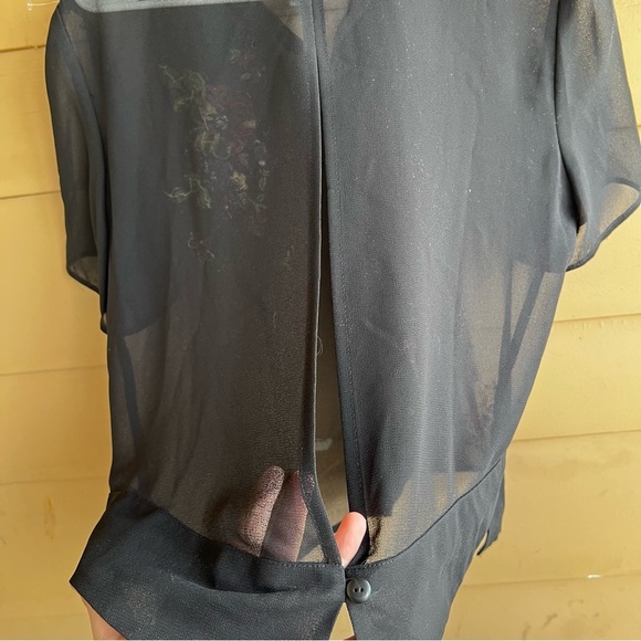 Vintage Sheer Floral Button Down Shirt - Size 10 - Picture 7 of 7